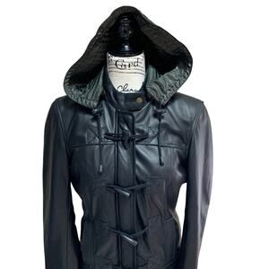 New Xelement Woman's Leather Motorcycle Jacket Size Medium Hood